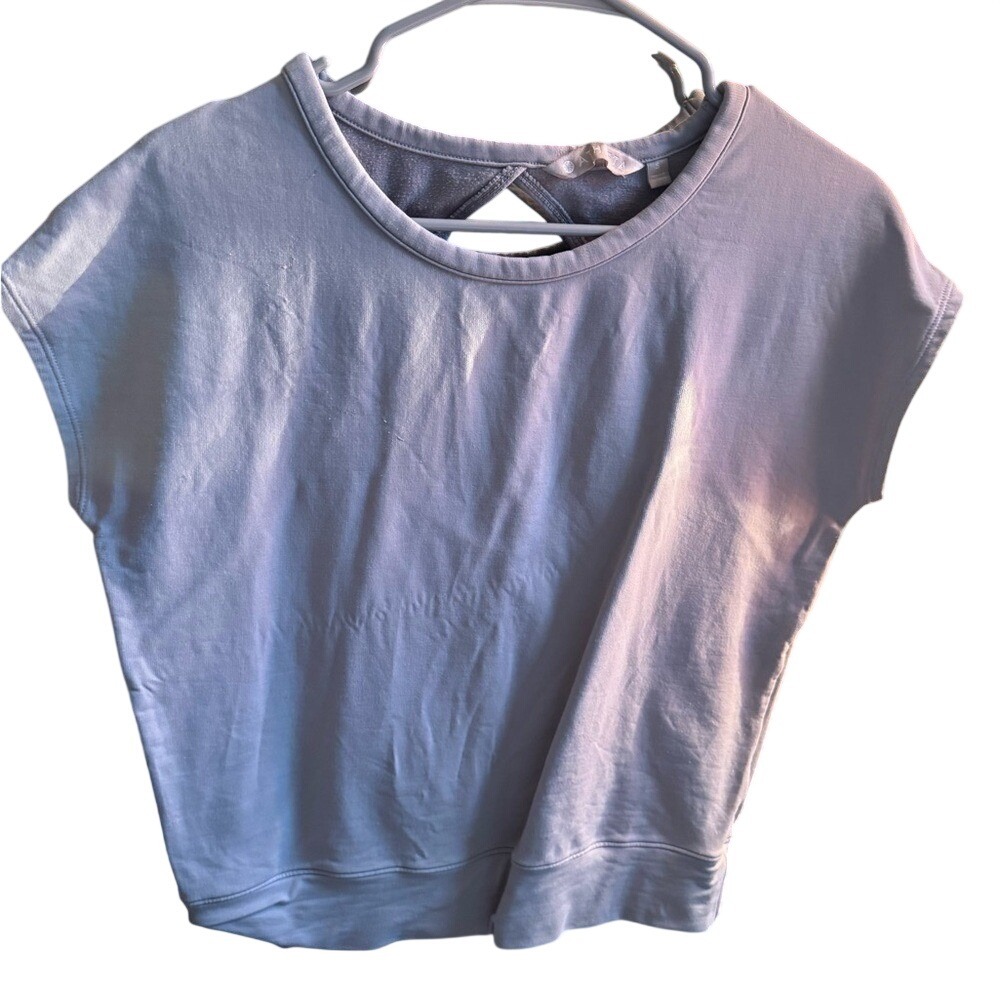 Athleta Womens Gray Cropped‎ Sweatshirt Cutout Back Size S